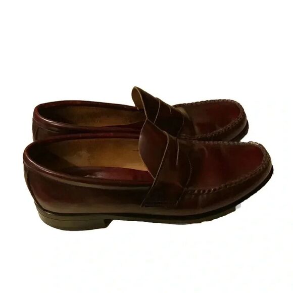 JOHNSTON MURPHY ARISTOCRAFT HEIDELBERG BURGUNDY LEATHER PENNY LOAFER SIZE 8 - Picture 3 of 8